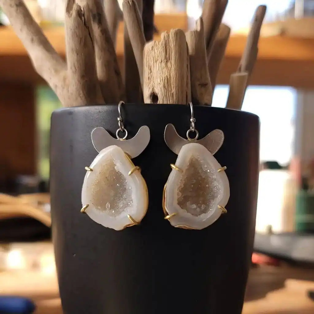 Druzy geode earrings Vaea Designs