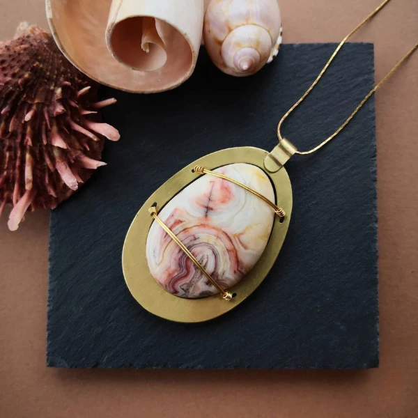 Pendentif serti Wrap agate Crazy Lace - Vaea Designs