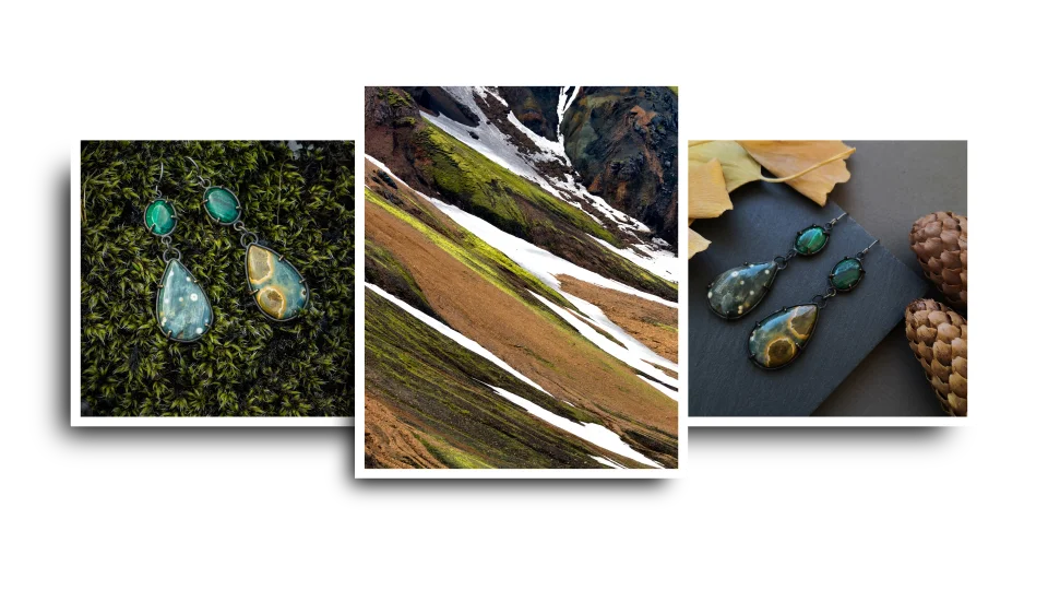 photo de boucles d'oreilles sur mousse nordique